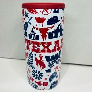 Texas Slim Can Cooler Red White Blue Cowboy Western Theme Koozie